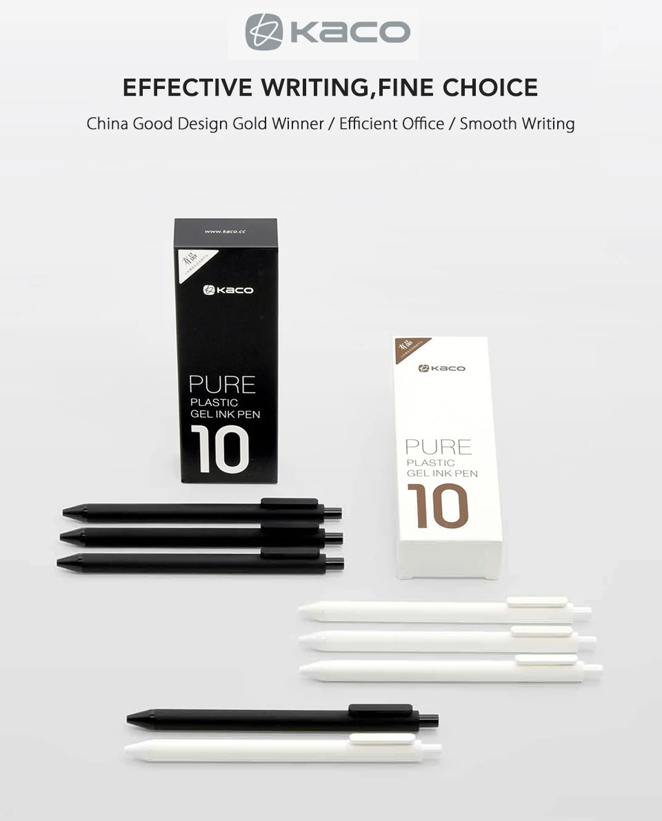 10PcsLot Xiaomi KACO 0.5mm Xiomi Mi Signing P E N Gal Ink Smooth Writing Durable Signing Black Refill (1)