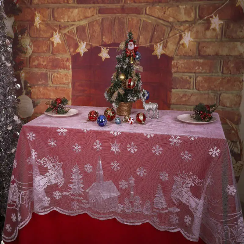 Модная Рождественская красная кружевная круглая скатерть, Цветочная скатерть для свадебной вечеринки, праздничный домашний декор