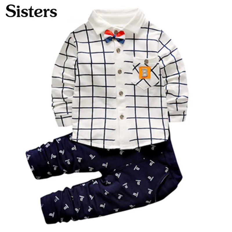 

SISRERS 2017 New Fashion Kids Clothes Spring Baby Boys Clothing Sets Shirt + Trousers Toddler Boys Clothing Baby Clothes Brand