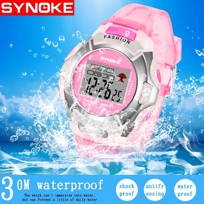 

SYNOKE Waterproof Children Boy Digital Alarm Date Sports Wrist Watch Dropshipping Girls Watches Kids Gift for Kids Girl