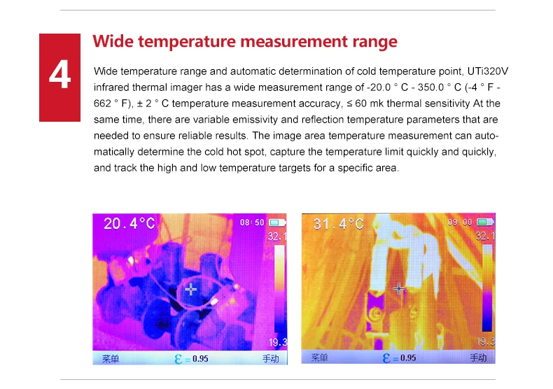 Блок UTi320V тепловизор; промышленный тепловизор датчик температуры, инфракрасный термометр, USB/APP связь