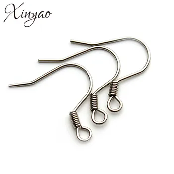 

XINYAO 100pcs/lot Silver Tone Stainless Steel Ear Wire Hooks 5size Earrings Wires Clasps Fittings For DIY Jewelry Making F2175