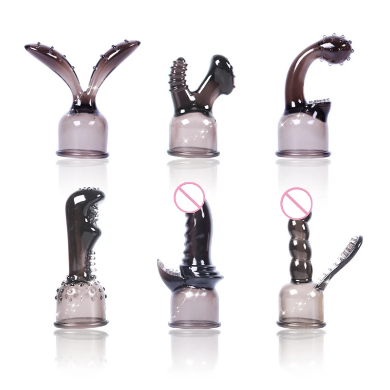  Luoge Brand 6pcs/lot Silicone Nozzles Of Magic Wand, Female Vibrator Massager Caps, Accessory of Sex toys, Sex Products 