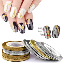 6 pièces/ensemble Nail Art paillettes rayure ligne bande autocollant décalque bricolage décoration UV Gel acrylique ongles conseils bricolage beauté manucure décor(China)