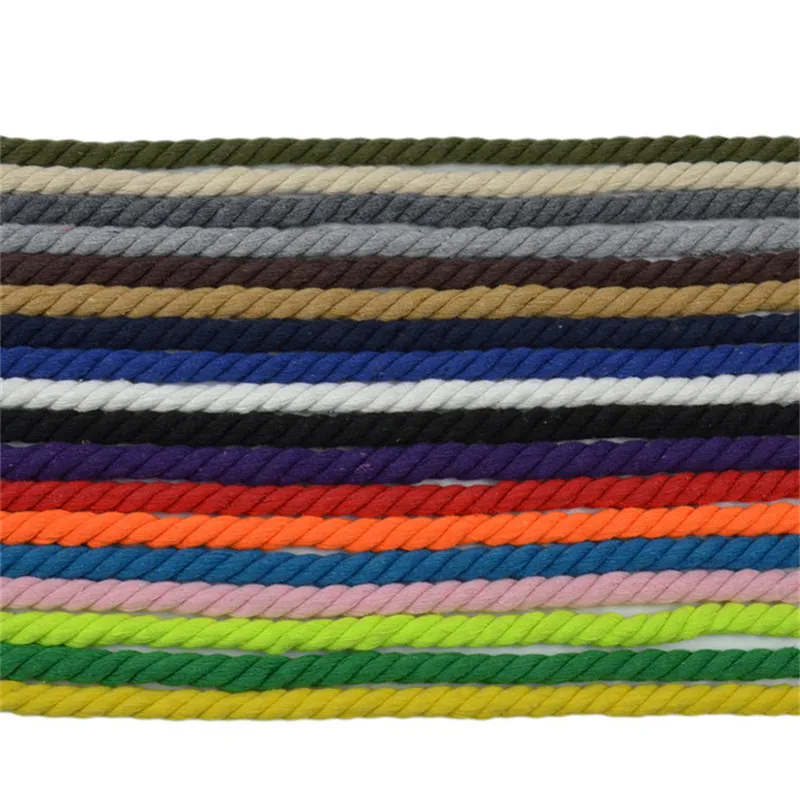 Cotton 10Meters 3 Shares Twisted Cotton Cords 12mm DIY Craft Decoration Rope Cord for Bag Drawstring Belt 20 Colors
