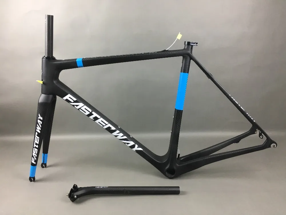 Discount classic design FASTERWAY PRO full black with no logo carbon road bike frameset:carbon Frame+Seatpost+Fork+Clamp+Headset,free ems 17