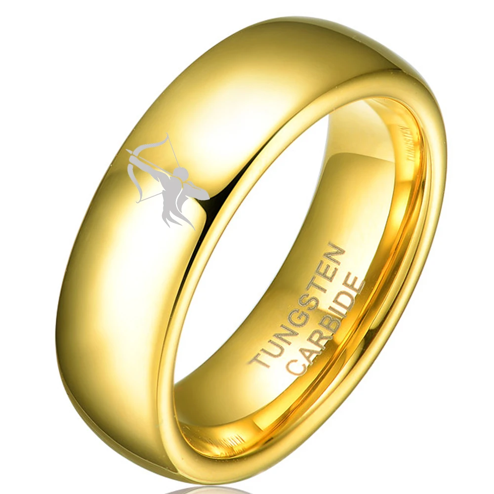 Custom Latest Sagittarius Ring 6mm Gold Color Tungsten