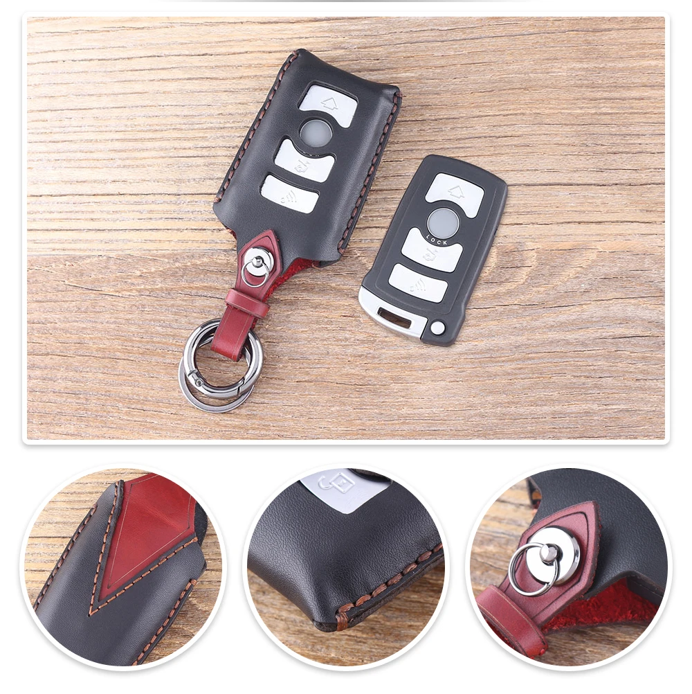 Кожаный чехол для ключей KEYYOU Fob 4 кнопки для BMW 7 серии E65 E66 E67 E68 745i 745Li 750i 750Li 760i 7b пульт дистанционного ключа автомобиля
