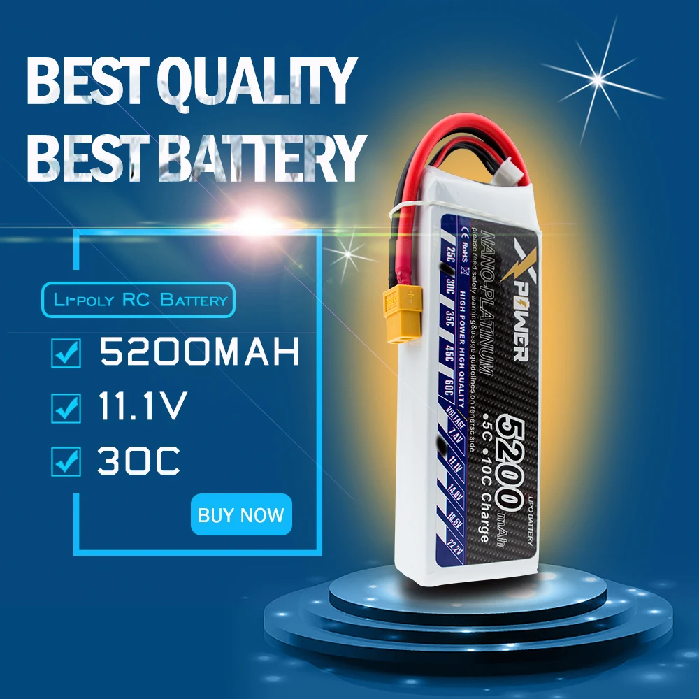 

Lipo Battery 11.1V 3S 30C Max 35C XT60 T EC5 5200mah Lithium Xpower Batteries For RC Drone Quadcopter Truck Car Battery VS VOK