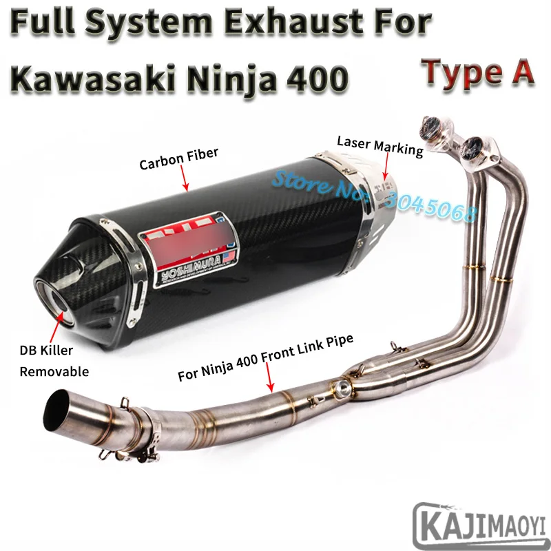 Type A Слипоны для Kawasaki Ninja 400 Ninja400 EX400 18 мотоцикл Yoshimura выхлопная труба с модифицированным передним звеном глушитель дБ убийца - Цвет: Type A
