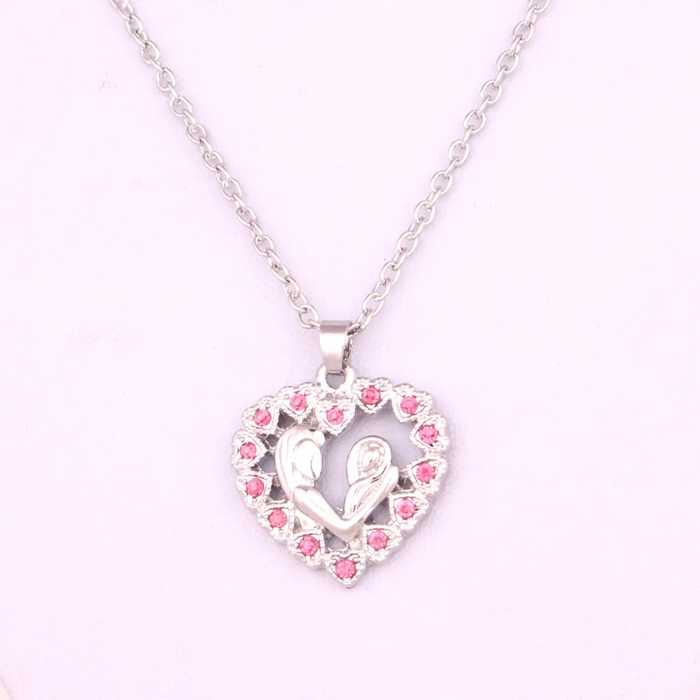 Moms Jewelry Birthday Gift Mother Baby Heart Pendant Mom Daughter Son Child Family necklace