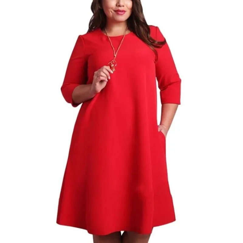 5XL-6XL Large Size 2019 Summer Dress Big Size Casual Office Dress  Red Green Straight Dresses Plus Size Women Clothing Vestidos