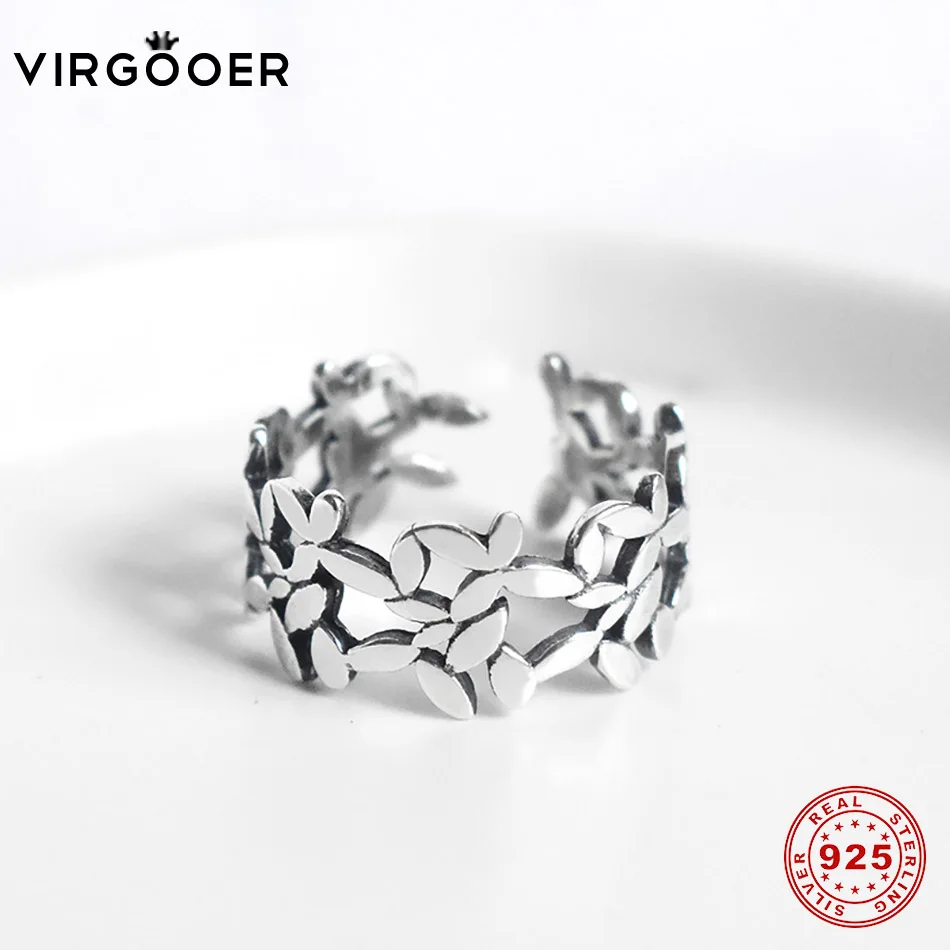 Virgooer Woman Jewelry Fashion Simple Open Design Leaf Ring Personality Female Flower Adjustable Rings Wedding Rings For Women