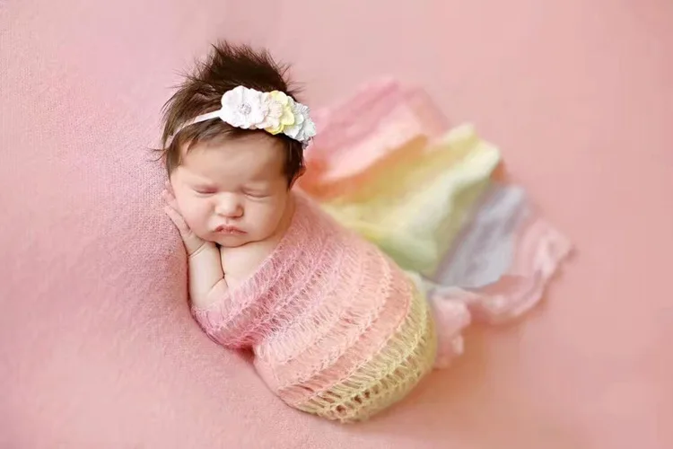 Реквизит для фотосъемки новорожденных Детское Одеяло Из ангорки ковра Милая одежда для малышей реквизит-аксессуары для фотосъемки новорожденных Радуга обертывание s 40x80 см