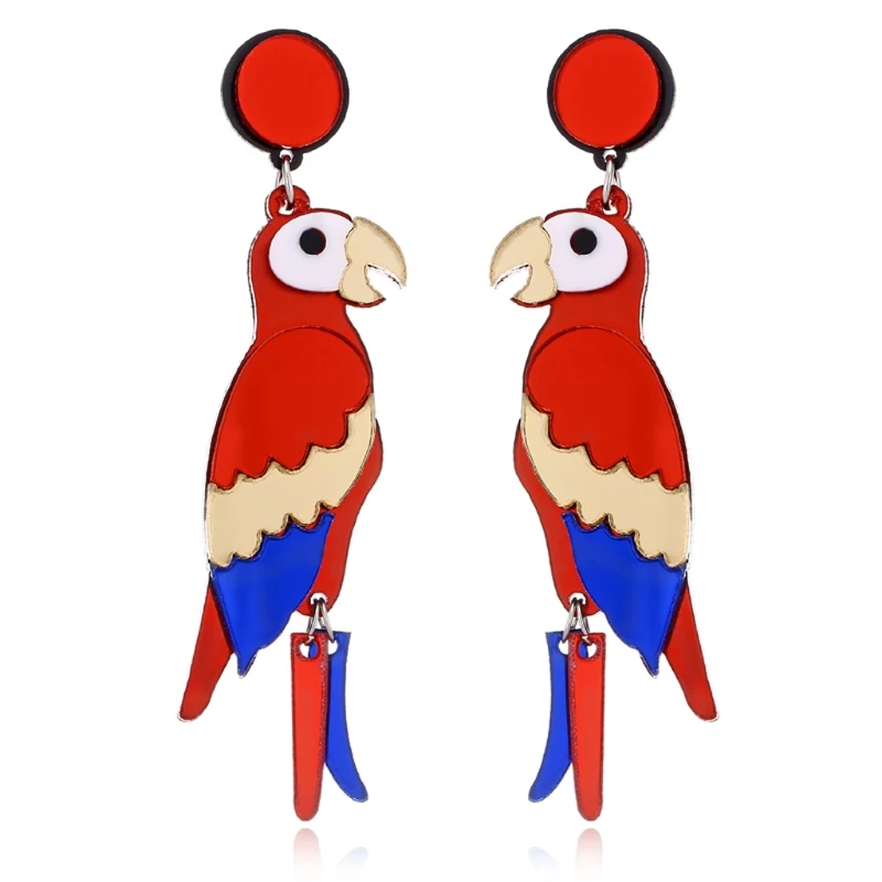 

Women Fashion Bright Acrylic Parrot Bird Drop Earrings Stand Out Fashion Jewelry