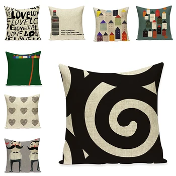

Mixed Image Printed Pillow Cases Decorative Cushions For Sofa Linen Pillow Cover For Chair Accessories Cushions Home Decor Art