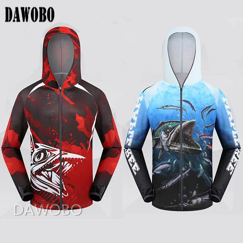 

2020 Summer style Man Professional Clothes Fishing Anti UV Anti mosquit Breathable Quick-drying homme Hooded Fishing Shirt M 4XL