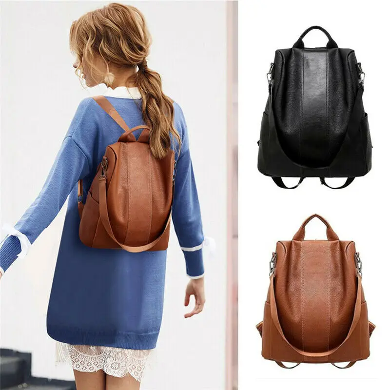 Mochila femenina anti-robo clásica de cuero PU de color sólido mochila canta moda bolso de hombro Mochila femenina anti-robo clásica de cuero PU de color sólido mochila canta moda bolso de hombro