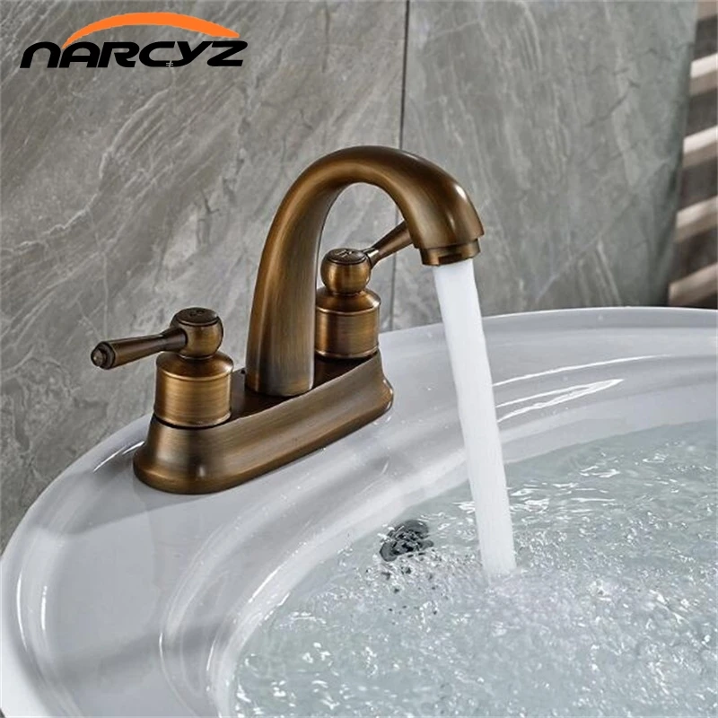 

Antique faucet double handle two hole basin mixer crystal tap bathroom cold and hot mixer tap basin sink tap XT952