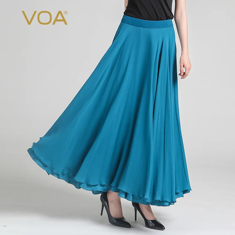 Buy VOA Silk Women Pleated Skirts Plus Size