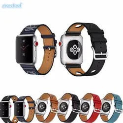 Хохлатая кожа один тур группа для hermes apple watch группа 42 мм/38 мм iwatch 3 2 1 wristbband Браслет замена кожаный ремешок