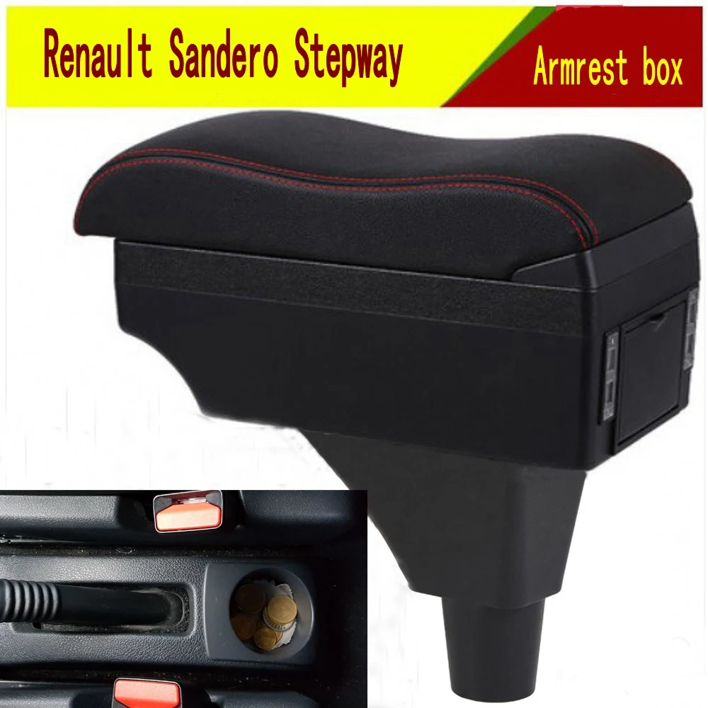 Для Renault Sandero Stepway подлокотник коробка центральный магазин содержание коробка для хранения с подстаканником пепельница продукты