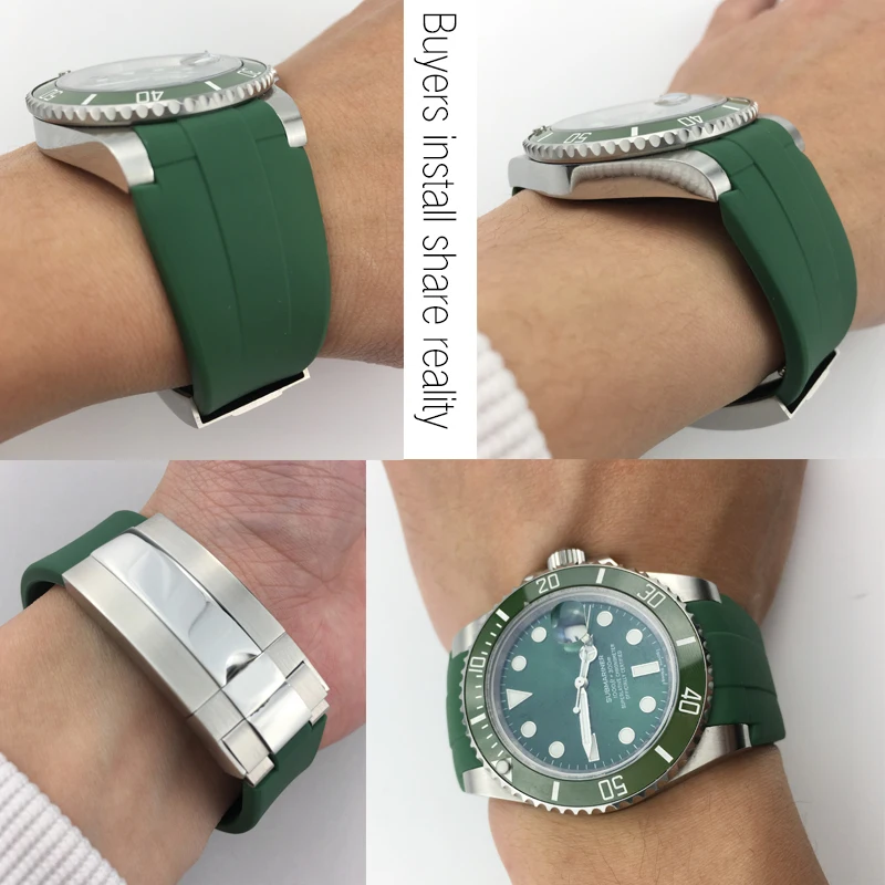 20mm 21mm Rubber Silicone Watch Strap Combination Buckle Waterproof Watchband for Role Submariner Daytona GMT OYSTERFLEX Watch