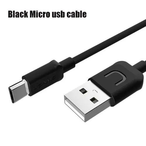 Micro USB кабель для Android, USAMS быстрое зарядное устройство USB кабель для samsung Xiaomi LG Microusb данных синхронизировать мобильный телефон зарядный кабель - Цвет: Black