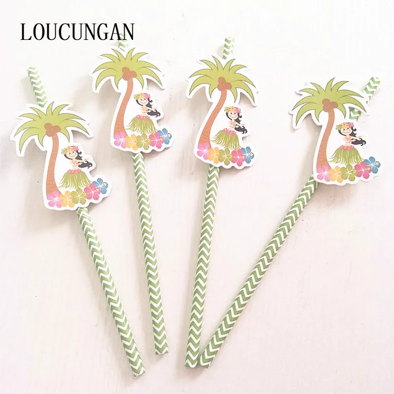 12pcs Lot Birthday Party Decorations Kids Adult Funny Paper Straws Drinking Straw Hawaii Anniversaire Enfant Party Supplies Disposable Party Tableware Aliexpress