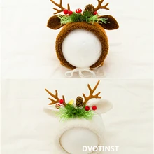 Dvotinst/реквизит для фотосъемки новорожденных; вязаная крючком Рождественская шляпа оленя; капот; аксессуары для фотосессии в студии