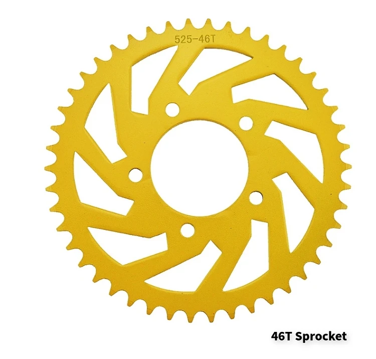 525 525-14T 525-46T цепь трансмиссии мотоцикла и цветные Передние Задние звездочки комплект для Бенелли 600 BN600 BJ600 BN BJ 600 - Цвет: 46T Sprocket Yellow