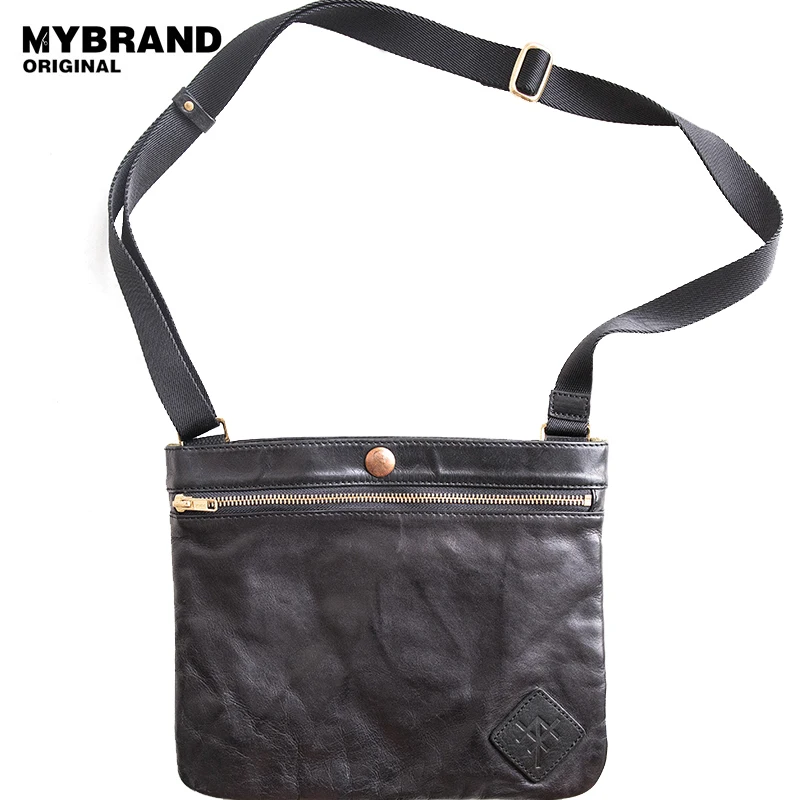 

MYBRANDORIGINAL messenger bag leather genuine men cow leather bag vintage crossbody bag male single shoulder bag for men B161