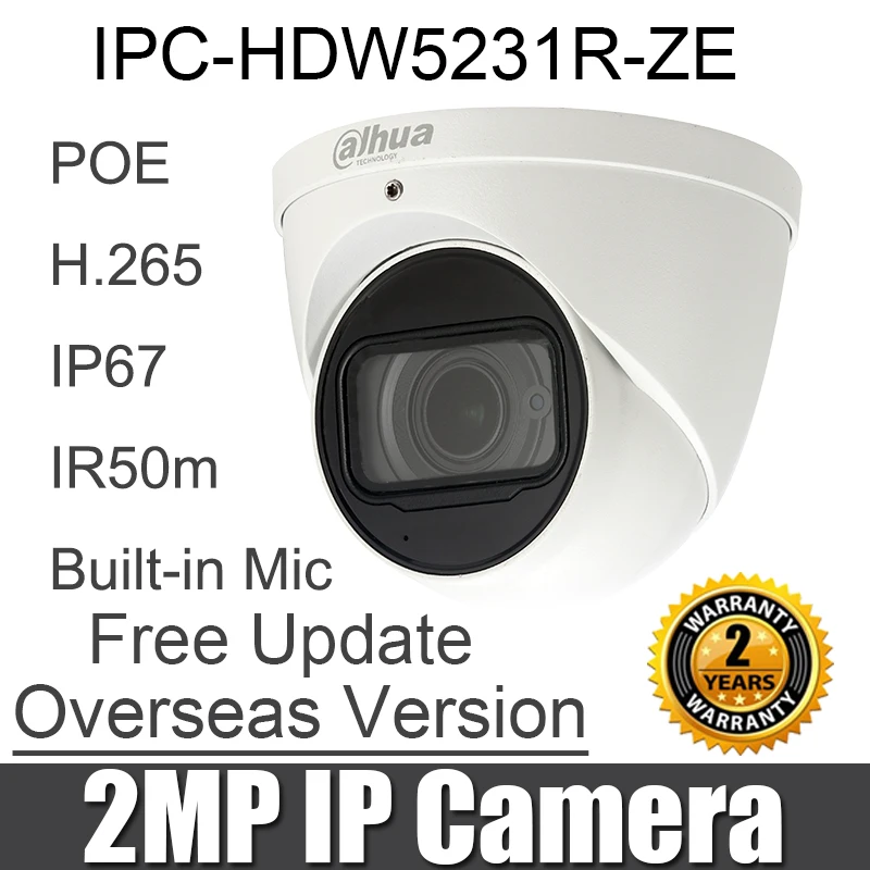 

Dahua IPC-HDW5231R-ZE 2MP Dome IP Camera WDR IR Eyeball 2.7mm-12mm motorized lens Starlight Network Camera DH-IPC-HDW5231R-ZE