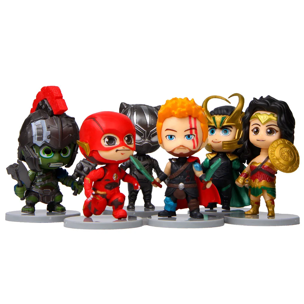 

Super Hero The Flash 6 pcs/set DC Legends Marvel Avengers Endgame Thor Hulk Figurines Miniatures Home Garden Decoration Crafts