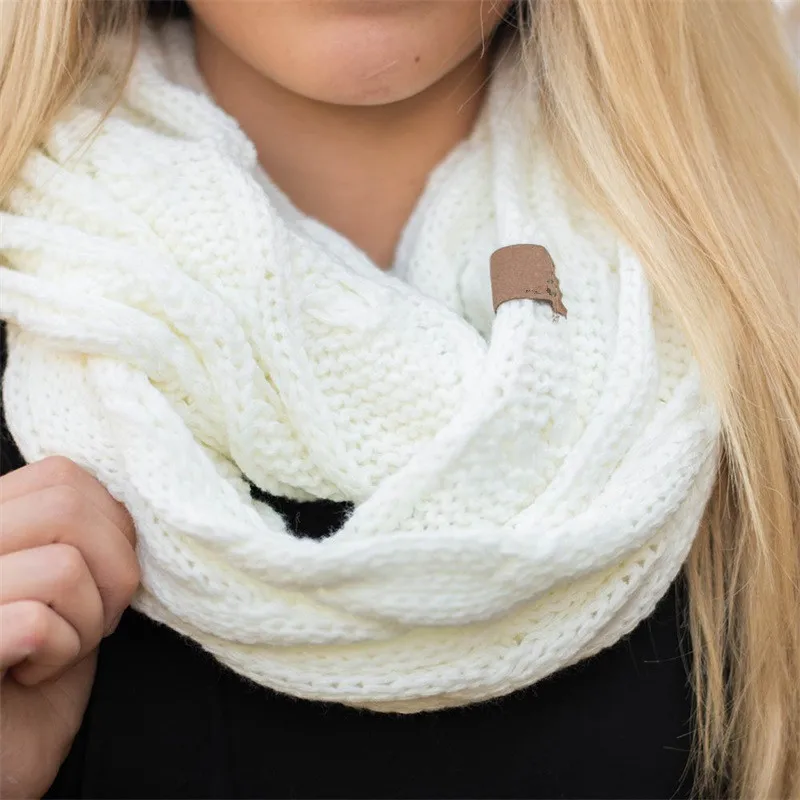 Вязаный вязаный шарф-кольцо, женские мягкие зимние безграничные шарфы, кашемировый круглый шарф, роскошный брендовый женский теплый шарф-снуд