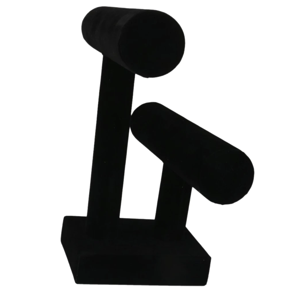 2-Tier Bangle Bracelet Display Holder T-Bar Stand Black
