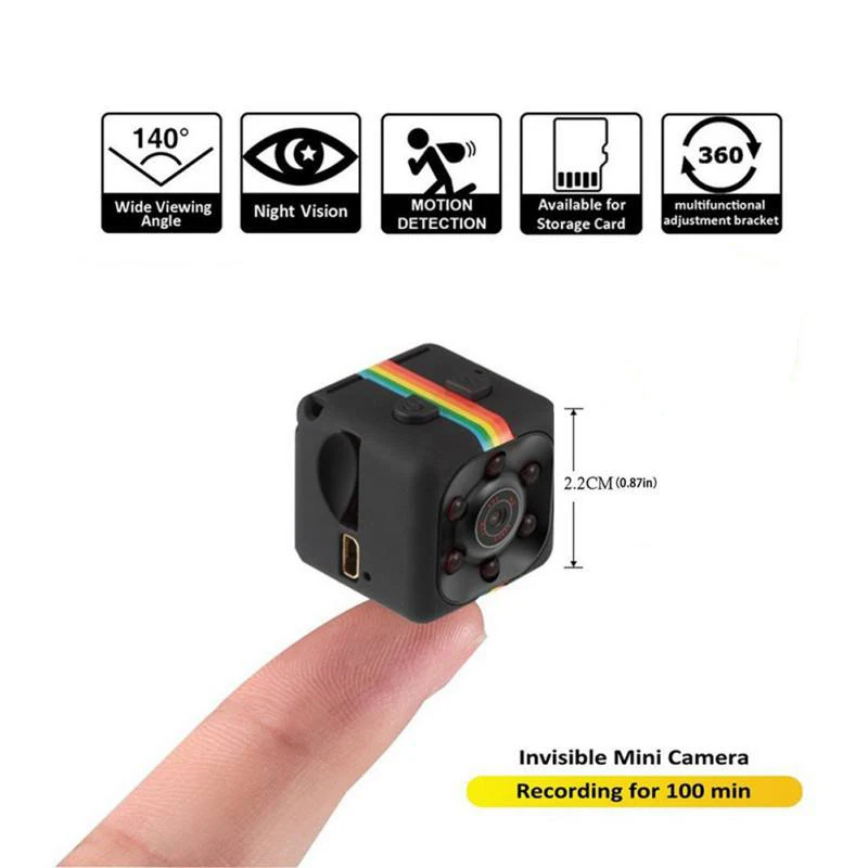 

Mini DV Camcorders 640*480P Night Vision Smart Sensor AVI Video Format 360-Degree Rotatable Clip 90-Degree Adjustable Bracket