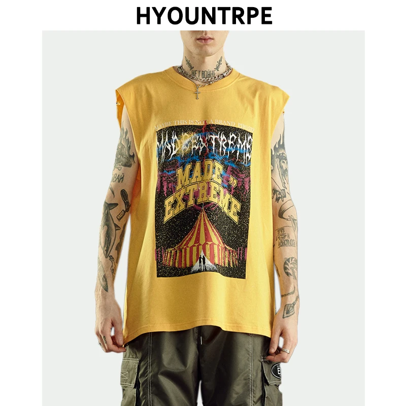 

Fashion O-Neck Hip Hop Vest Sleeveless Shirt Men 2019 New Summer Couple Tops Harajuku Streetwear Loose Vests Cotton Hip Hop Vest
