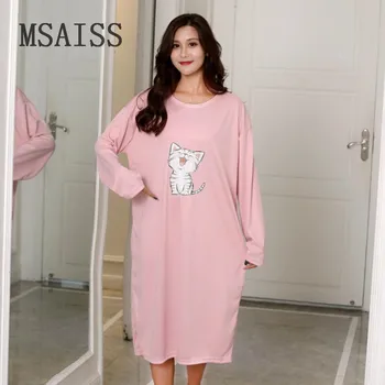 

New Spring Printed Nightgown Women's Long Cotton Home Cloth Nightshirt Women Causal Sleepwear Loose Ladies Women