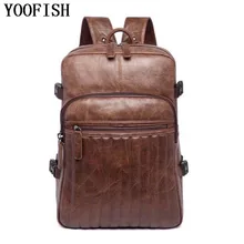 YOOFISH Men Business Casual Backpacks for School Travel Bag Black PU Leather Men's Fashion Shoulder Bags Men Backpack new men business casual backpacks for school travel bag black pu leather men s fashion shoulder bags vintage boys men backpack