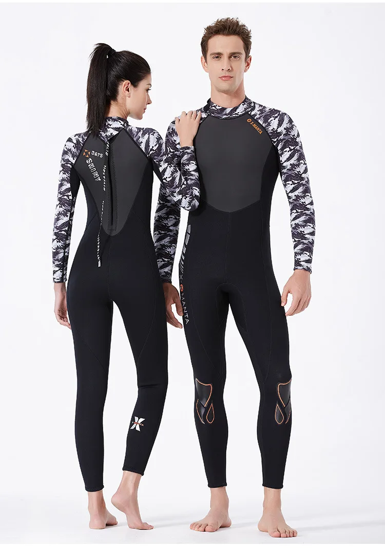 DIVE&SAIL Men Women One-piece Camo Wetsuits 3mm Neoprene+Shark Skin+Lycra Swimming Surfing Diving Suits High Elastic Swimwear