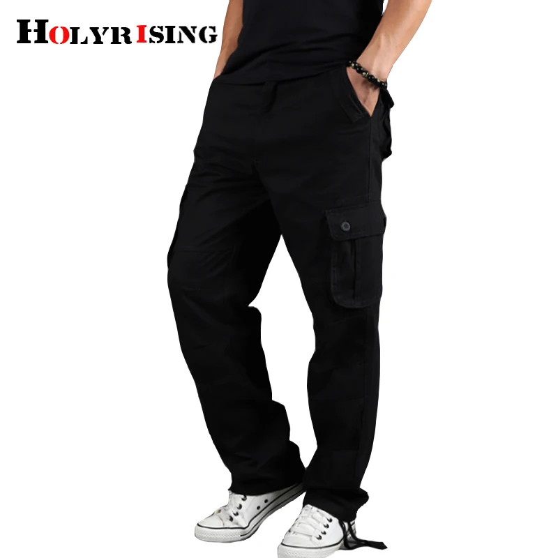 FSSE Mens Straight Leg Outdoor Ripstop Loose Fit Cotton Multi-Pockets Casual Cargo Pants