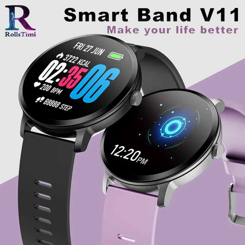 RollsTimi V11 Новый Smart часы водонепроницаемое закаленное стекло активности Фитнес