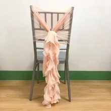 Предварительно завязанные 100 шт романтические различные цвета шифон Chiavari стул створки гофрированное покрытие на кресло и капот Корли ива