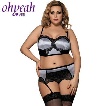 

Ohyeahlover Lingerie Sexy 2018 Plus Size Women Underwear Set Women RM80093 Lace Sexy Delicate Mesh Microfiber Underwire Bra Set