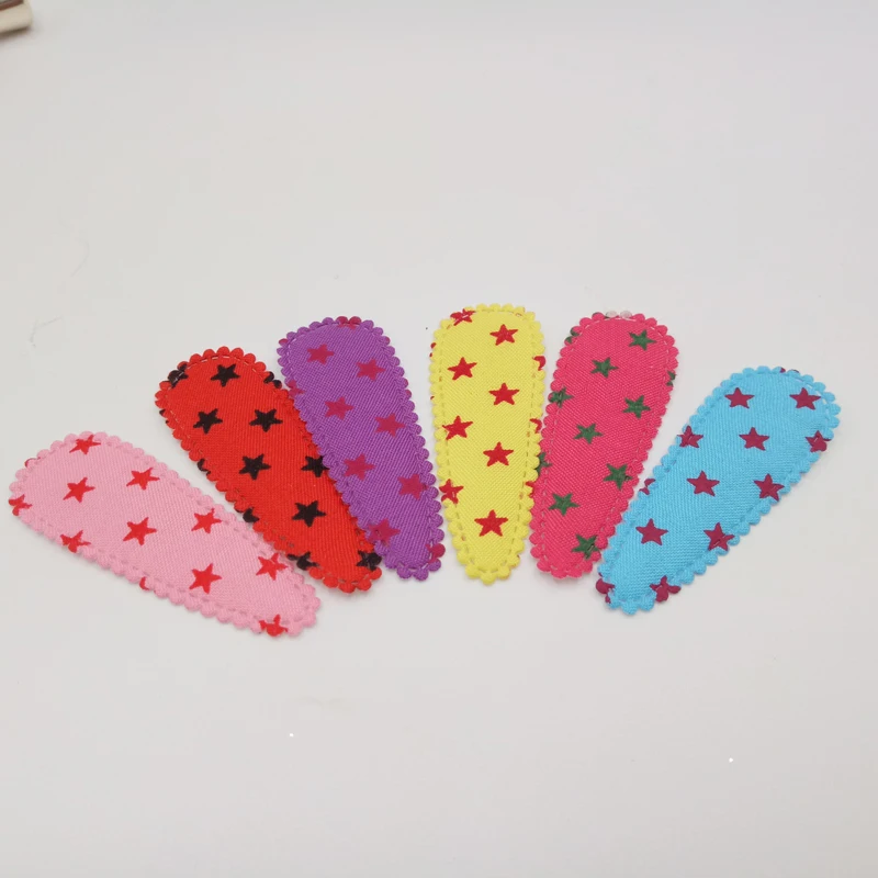 

100pcs x star Print Hair Clip Cover Padded Appliques free shipping
