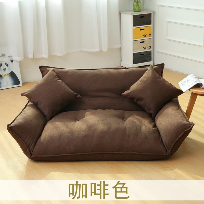 A,CottonFloor mini Sofa Bed 5 Position Adjustable Double Sofa Furniture Living Room Folding Sofa Computer chair with 2pillow