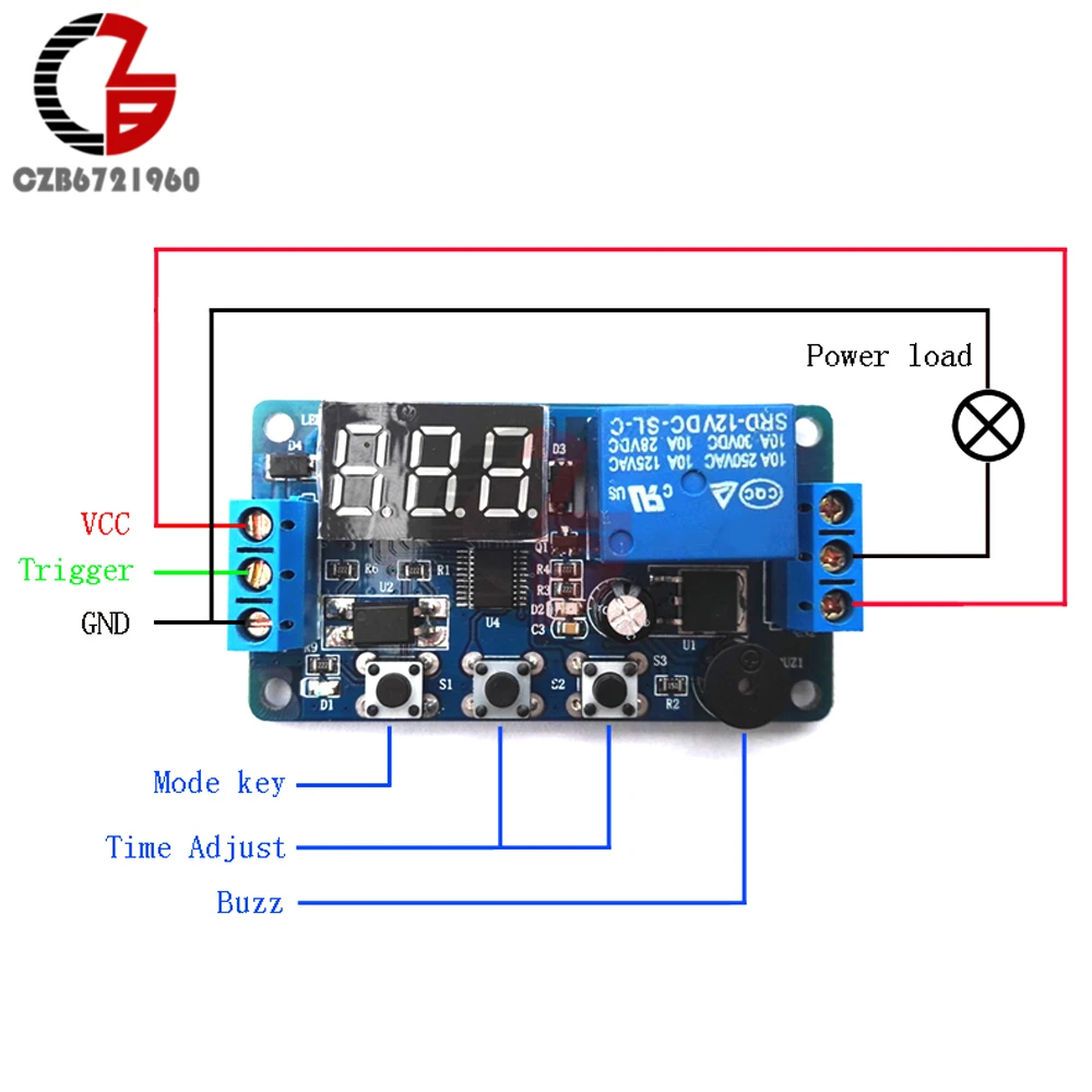 DROK Digital LED Display 12V On/Off Time Delay Relay Module 12 Volt
