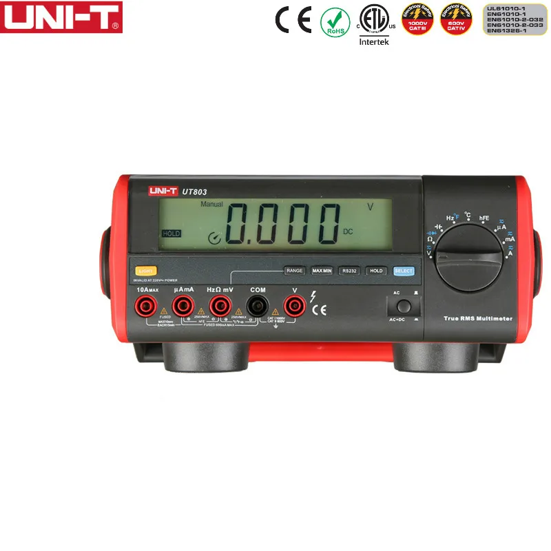 UNI-T UT803 LCD Display Bench Type Digital Multimeters Volt Amp Ohm ...