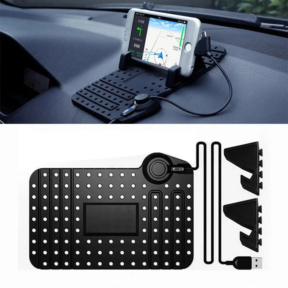

Car Adjustable Bracket Magnetic Phone GPS Holder Mat with Charging USB Cable hot